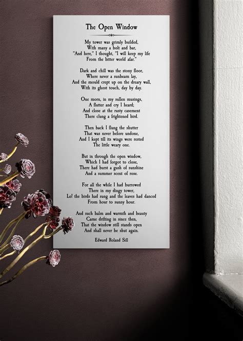 The Open Window Poem, by Edward Sill Inspirational Poetry Literary Wall ...