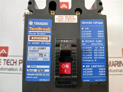 Terasaki Electric Xh100Ns Tembreak Circuit Breaker 3 Pole 75A Ac690V 5 ...