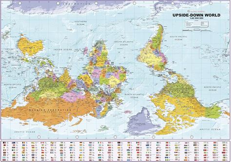 Upside Down World Political Wall Map - 39.25" x 27.5" Paper: Amazon.co.uk: Office Products