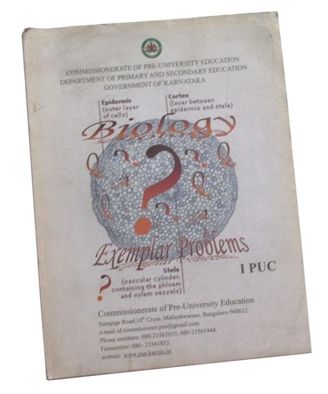 Karnataka 1st PUC Biology Exemplar NCERT Syllabus 2012 Edition (Front ...