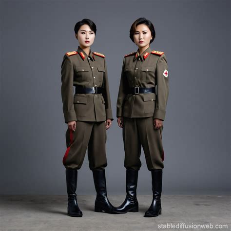 North Korean Female Soldiers in Uniform | Stable Diffusion Online
