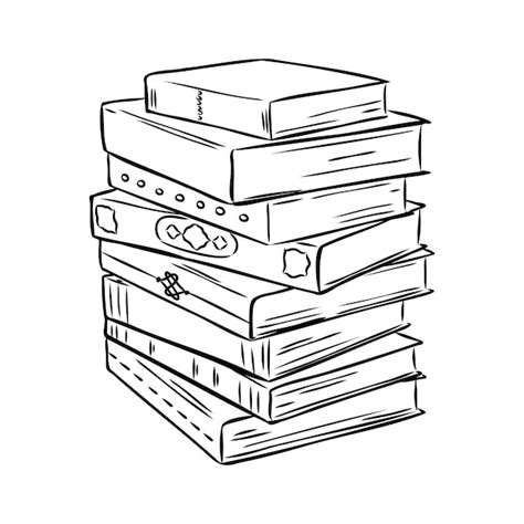 Premium Vector | Stack of books isolated on white hand drawn sketch ...