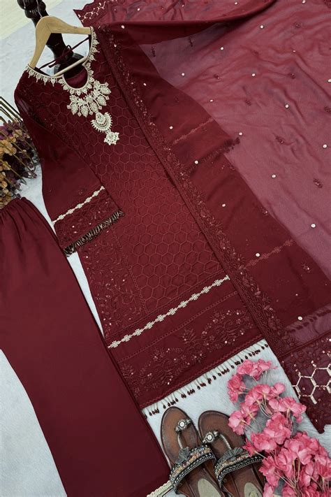 Eid Special Maroon Color Sharara Suit For Girls - Anaya Designer Studio