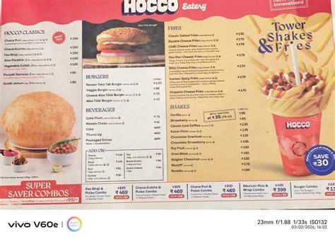 Menu at Hocco Eatery (VCR), Ahmedabad, shop no