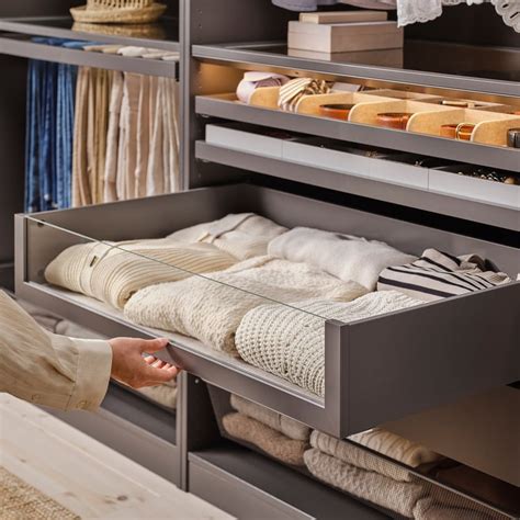 KOMPLEMENT drawer with glass front, dark grey, 100x58 cm (393/8x227/8 ...