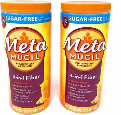 Metamucil Psyllium Fiber Supplement 4-in-1 Orange Sugar Free Powder ...