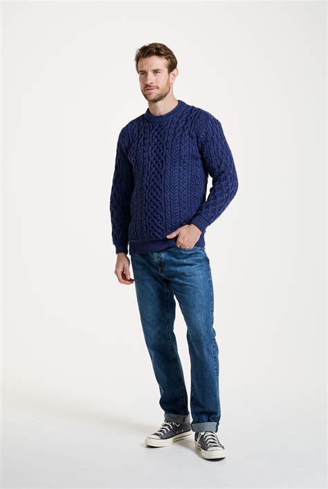 Inishturk Mens Aran Sweater - Navy | Aran Woollen Mills