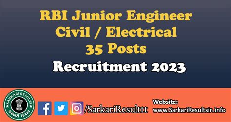 RBI Junior Engineer Recruitment 2023 Apply For 35 Posts