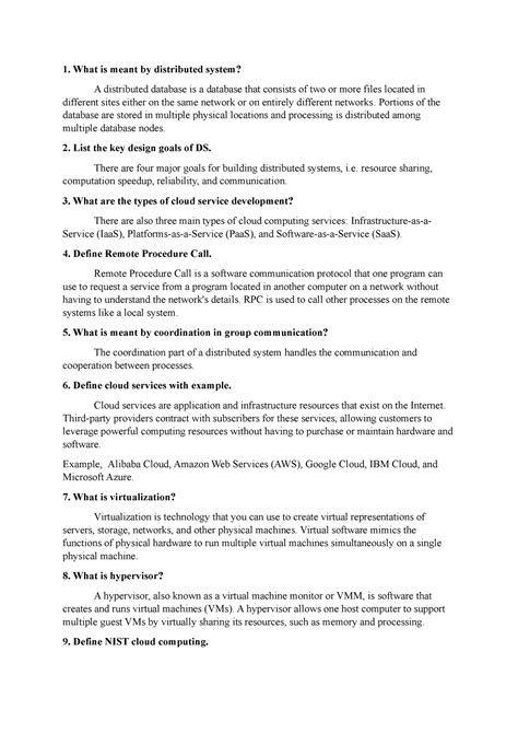 Cct notes - What is meant by distributed system? A distributed database ...