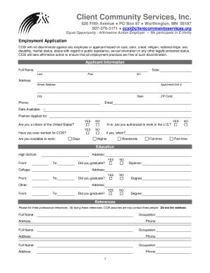 Fillable Online clientcommunityservices Printable Application Form ...