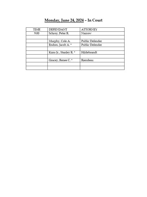 Jefferson County Court Calendar June 24, 2024 | PDF