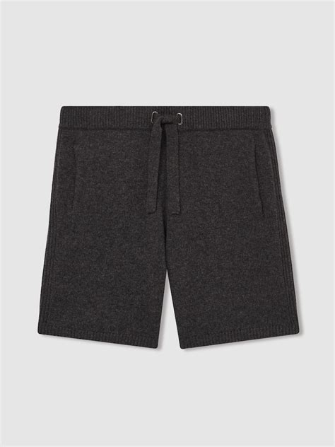 Buy Reiss Charcoal Melange Fenworth Wool Blend Heavy Knit Shorts from ...