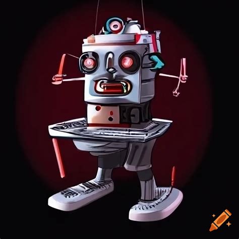 Retro robot hairdresser with laser scissors on Craiyon