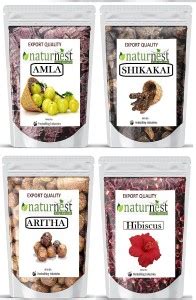 NatureNest Raw Amla, Reetha, Shikakai, bhringraj, Hibiscus Combo-100g ...