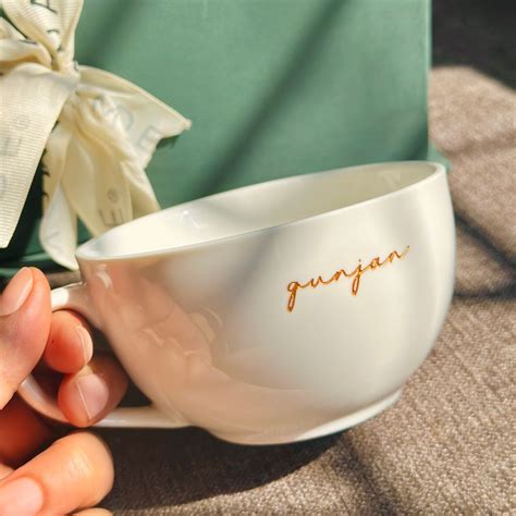 White Cappuccino Mug Cursive: Engraved | Artisan Mug Collection – The ...