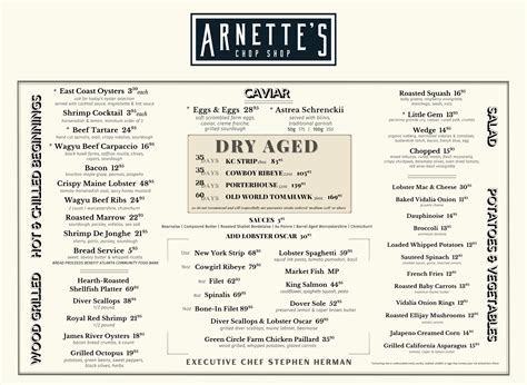 MENUS — ARNETTE'S CHOP SHOP