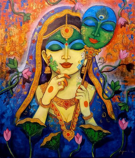 "Love Saga 5": Blue Acrylic Painting (42x36) by Arjun Das – ArtZolo.com