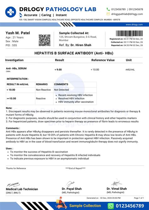 Hepatitis B Surface Antibody (Anti HBS) Test Results Overview | Drlogy