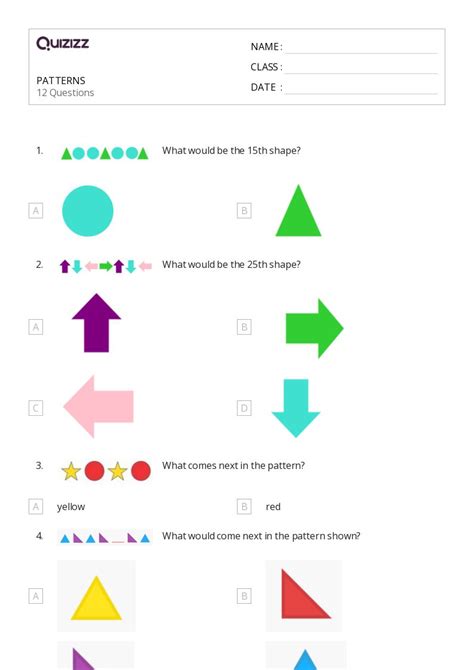 50+ Shape Patterns worksheets for Kindergarten on Quizizz | Free ...