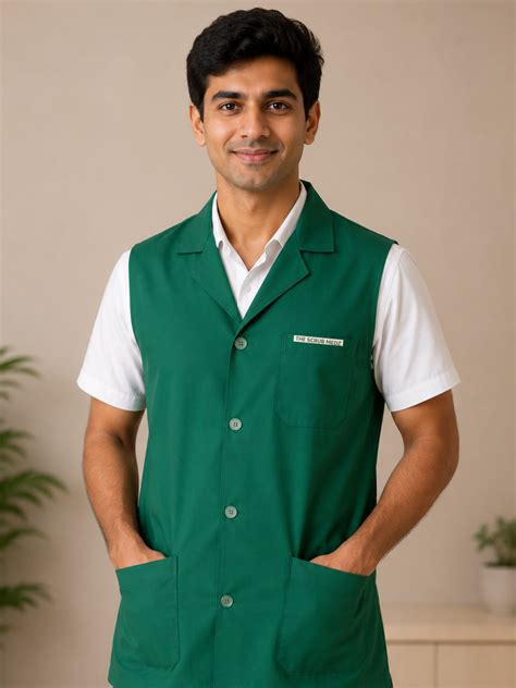 TSM GREEN SLEEVELESS HOUSEKEEPING COAT FOR MEN – THE SCRUB MEDZ