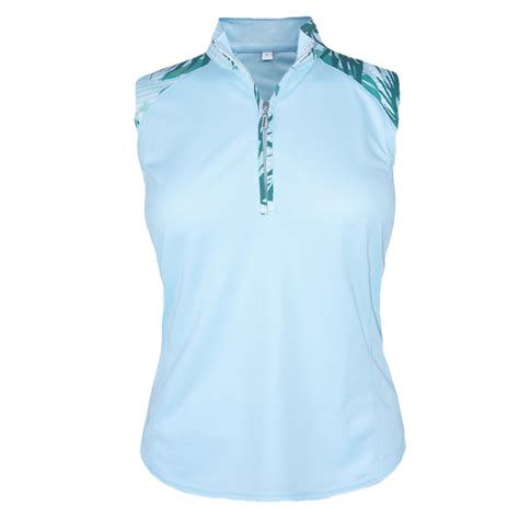 Monterey Club Women's Fairway Print Contrast Sleeveless Golf Polo Shirt ...
