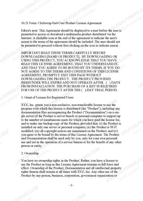 Massachusetts Clickwrap End User Product License Agreement | US Legal Forms