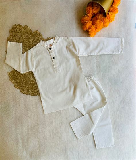 Plain White Kurta Set – Cuddles Joy
