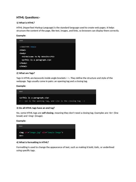 Image result for HTML All Question. Answer