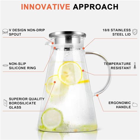 Buy SUSTEAS 2.0 Liter 70 Ounces Glass Pitcher with lid iced Tea Pitcher ...