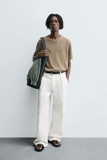 STRUCTURED KNIT T-SHIRT - Brown | ZARA India