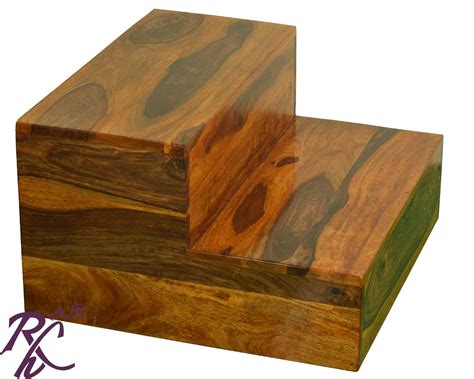Solid Sheesham Wood Two Step Stool for Kitchen | Foot Rest Stool for L ...