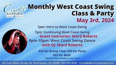 May West Coast Swing Class and Party, 402 E Wilson Bridge Road, Suite A ...