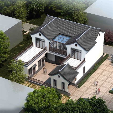 2021款现代简约二层双拼别墅设计图纸-建房圈
