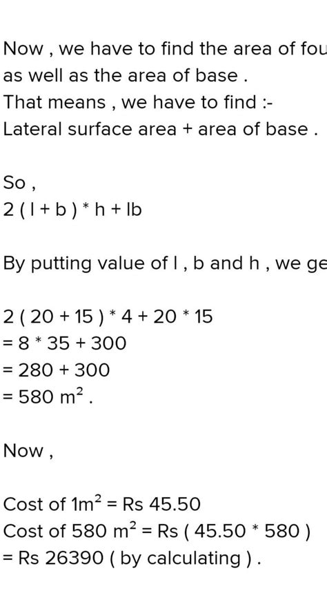 9. A tank is 20m in length, 15m in breadth and 4m in depth. Find the ...