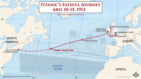 Titanic Route Map 1912