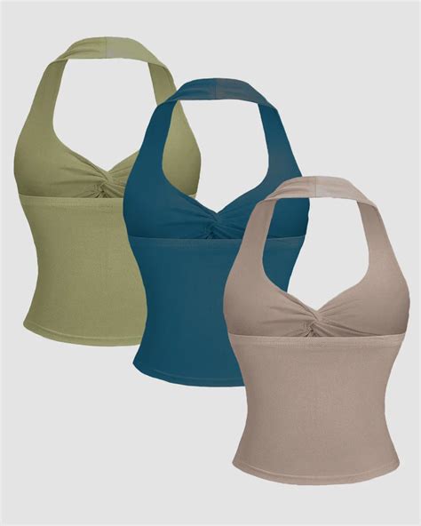 Ruched Combo Tops in Sage, Beige & Teal Blue - Littlebox India