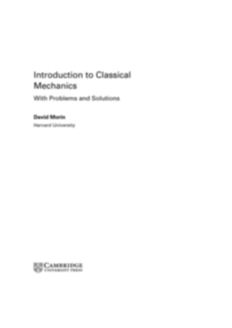 SOLUTION: David morin introduction to classical mechanics book - Studypool