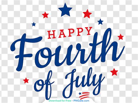Happy Fourth Of July Lettering With Stars Free PNG - PNGate