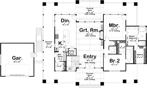 1 Story Beach-Lake Style House Plan | Whitewater