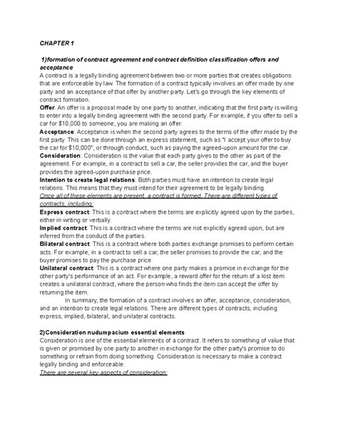 Contract Law 1: Comprehensive Notes on Key Concepts and Cases - Studocu