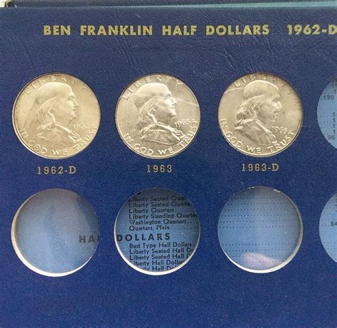 Uncirculated Benjamin FRANKLIN SILVER HALF DOLLAR SET 1948-1963 w ...