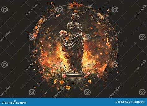 Statue Of Greek Goddess Persephone In The Underworld. Digital Artwork ...