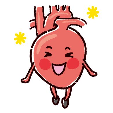 関連する画像の詳細をご覧ください。元気な心臓のキャラクターイラスト（健康な臓器） - イラストくん
