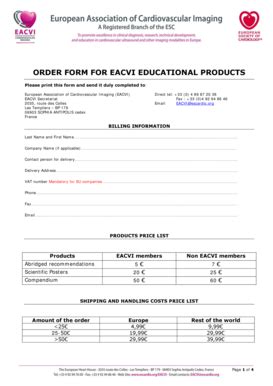 Fillable Online escardio ORDER FORM FOR EACVI EDUCATIONAL PRODUCTS ...