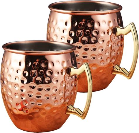 Hygge Moscow Mule Copper Mugs, Genuine Copper Cups for Moscow Mules ...