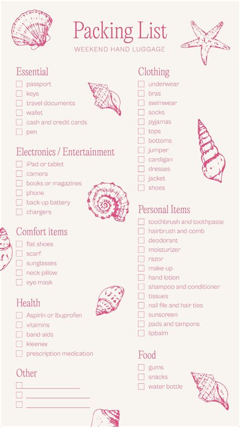 Printable packing list for a weekend trip – Artofit