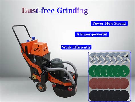 6-Head Chassis Concrete Floor Grinder Machine Hand-Push with Built-In ...