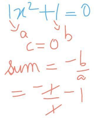 The sum of the roots of the quadratic equation x² +1 = 0 is equal to ...
