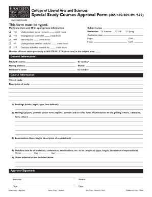 Fillable Online liberal-arts enmu Special Study Courses Approval Form ...