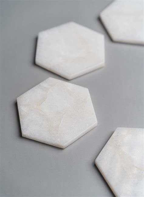 White Quartz Hexagon Coasters - Set of 4 – Writings On The Wall